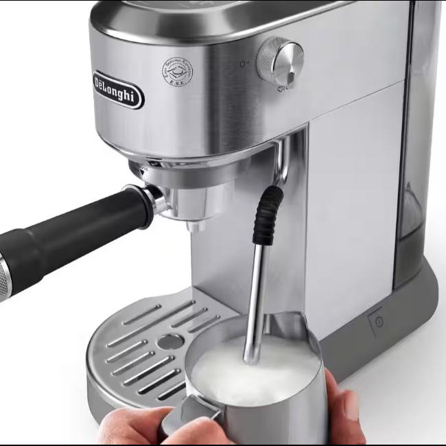 Delonghi Dedica Duo Espresso Coffee Machine with Cold Brew & Advanced Milk Steam Wand | Stainless Steel | 15cm Wide | 15-bar Pump Pressure