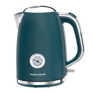 Morphy Richards Kettle Teal Blue 1.7 Litre Capacity with Temperature Dial, Chrome Trim, Matt Steel Finish
