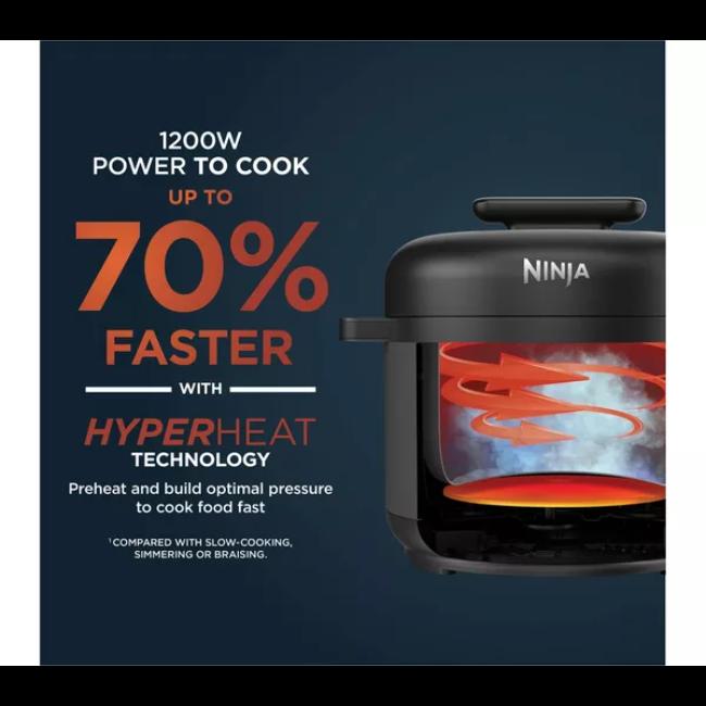 Ninja HyperHeat 6L 9-in-1 Pressure & Rice Cooker PC201UK - 1200W, Black, Easy-Clean Ceramic Coating, Digital Display, Control Dial, Power, Start/Stop, Keep Warm
