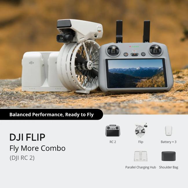 DJI Flip Fly More Combo Mini Drone with RC 2, 4K Video, Foldable Propeller Guard