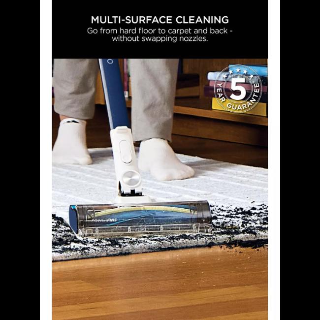 Shark PowerPro Cordless Vacuum Cleaner with Anti Hair Wrap, Floor Detect, Flexology, Navy Metallic, Up to 50 Minutes Runtime, Crevice Tool, Upholstery Tool, PowerFins
