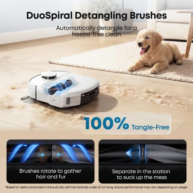Eufy Omni C28A Robot Vacuum & Mop with 15,000 Pa Suction, 5-in-1 Station, HydroJet Mop, Auto Detangling, iPath 2.0 Nav, White