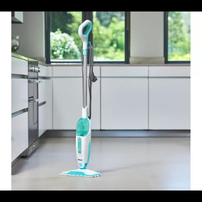 Shark Steam Mop | Green | Lightweight | Manual Pump Action | Machine-washable Pads | 5.5m Cord | Removable Tank