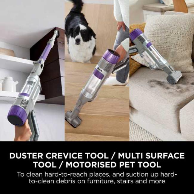 Shark PowerDetect Cordless Pet Vacuum Cleaner - Grey/Purple | DuoClean Detect, Anti Hair Wrap Plus, Handheld, LED Display