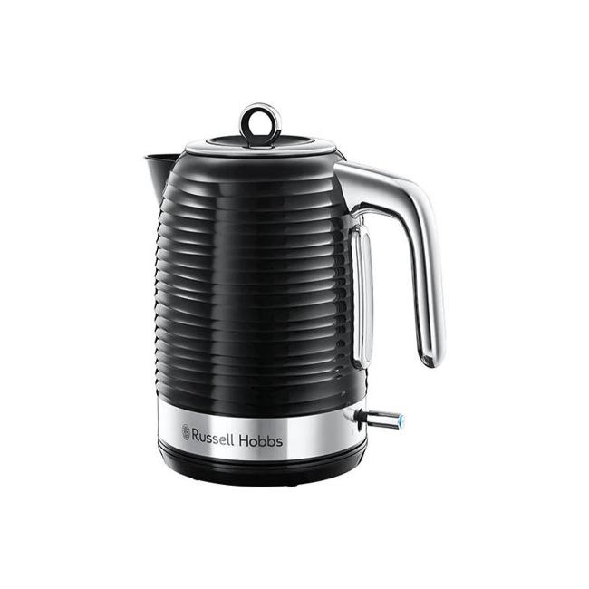 Russell Hobbs Black Kettle 1.7L Rapid Boil, Perfect Pour Spout, Blue Light