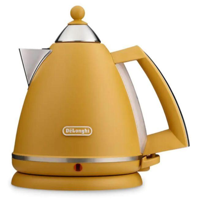 De'Longhi Argento Silva 1.7L Electric Kettle - Grey with Handle, Base, Lid, Stainless Steel, Red Button