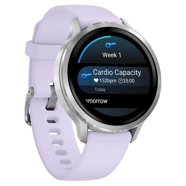 Garmin Venu 4 Smart Watch 41mm Silver Periwinkle Silicone Band AMOLED Display Up to 10 Days Battery 5 ATM Water Rating Health Fitness Tracking
