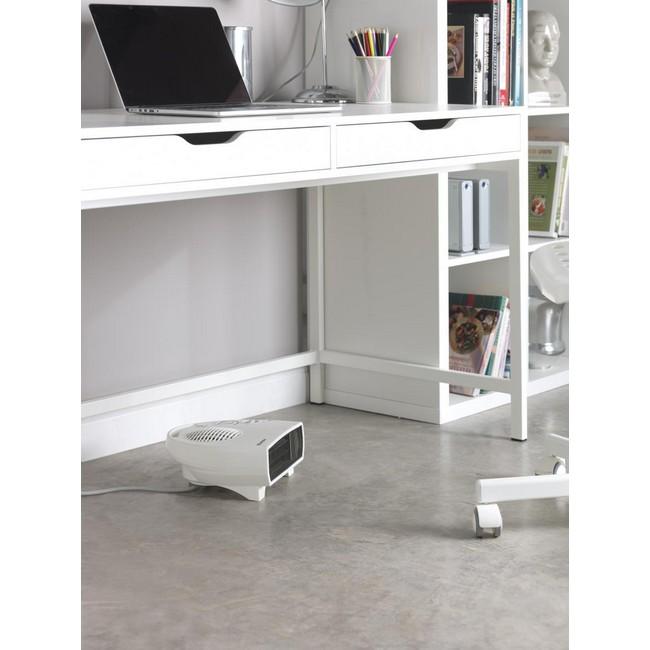 Dimplex 3kW Flat Fan Heater White | 2 heat settings, frost protection, thermostatically controlled, cool air blow feature, freestanding | Image Features: White, Black Grill, Dimplex Logo, Power Indicator