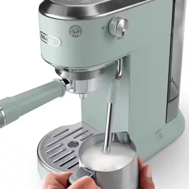 DeLonghi Dedica Duo Coffee Machine - Green | Cold Brew & Milk Steam Wand