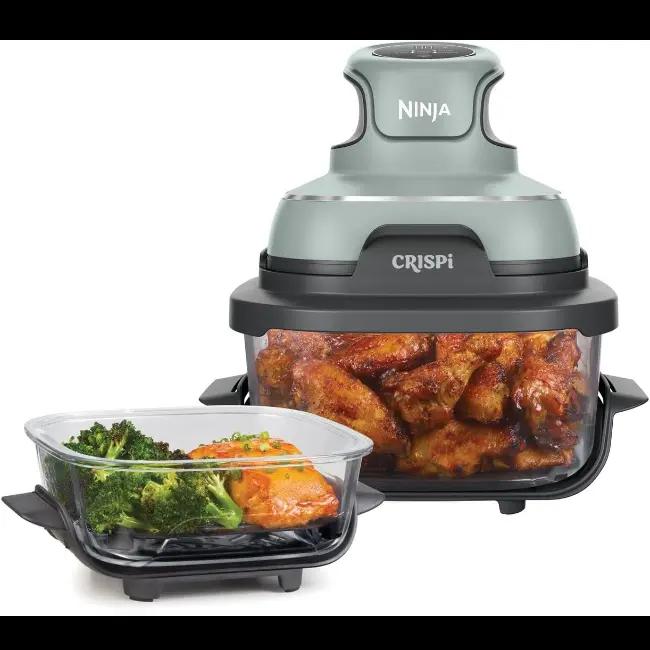 Ninja CRISPi 4-in-1 Portable Glass Air Fryer | Sage | Air Fry, Roast, Keep Warm, Recrisp | Glass