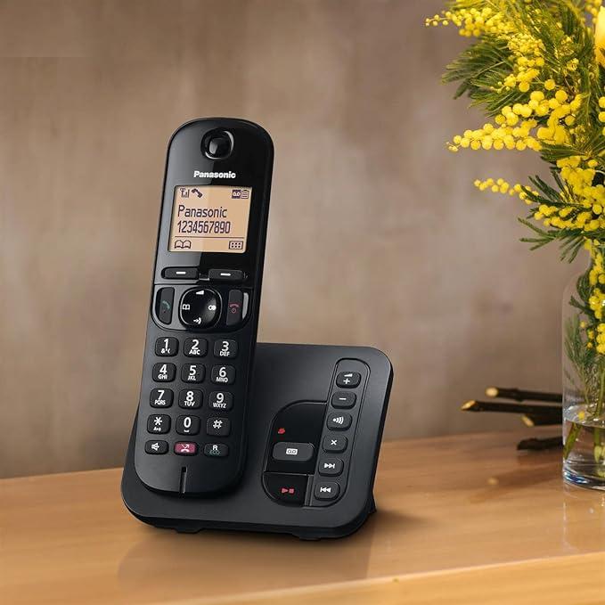 Panasonic Cordless Phone with Answer Machine, Speakerphone, Nuisance Call Block, Illuminated Dot-Matrix Display - Black or Silver