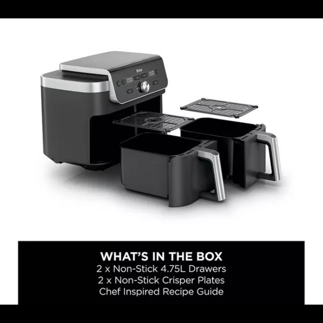 Ninja DualZone XL 9.5L 2-Drawer Air Fryer with Max Crisp, Air Fry, Roast, Bake, Reheat, Dehydrate Functions - Black