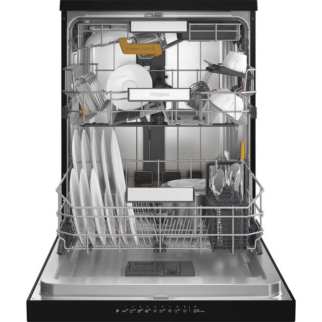 Whirlpool Black Freestanding Dishwasher Maxi Space Tub, Space Clean 3rd Rack, PowerClean Pro, Touch Controls, 6th Sense Technology, Silent operation