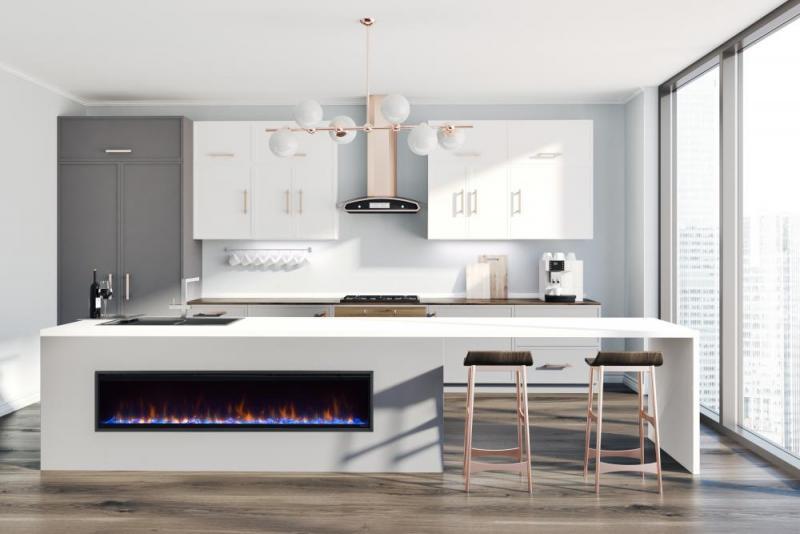 Dimplex Ignite 74" Frameless Electric Fireplace with Optiflame LED Flame Effect, 2.0kW Heat Output, Black Glass and Steel