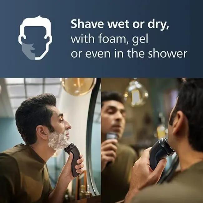 Philips 3000 Series Electric Shaver - Wet & Dry, 5D Flex & Pivot Heads, Pop-up Trimmer, 60 min runtime, 1h charging, Skin Protect Technology, Comfortable Clean Shave