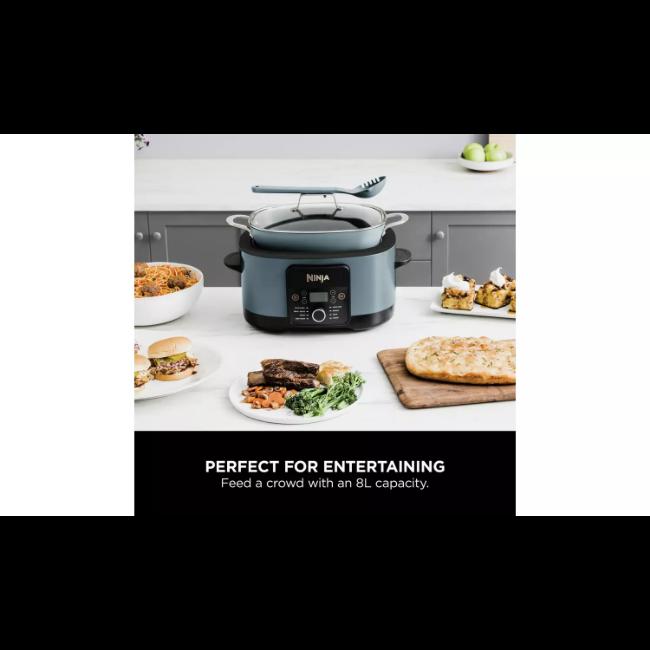 Ninja Foodi PossibleCooker 8-in-1 Multi-Cooker Slow Cooker 8L Sea Salt Grey with Pasta Spoon & Lid - 1200W, Up to 8 Portions, 12 Hr Keep Warm