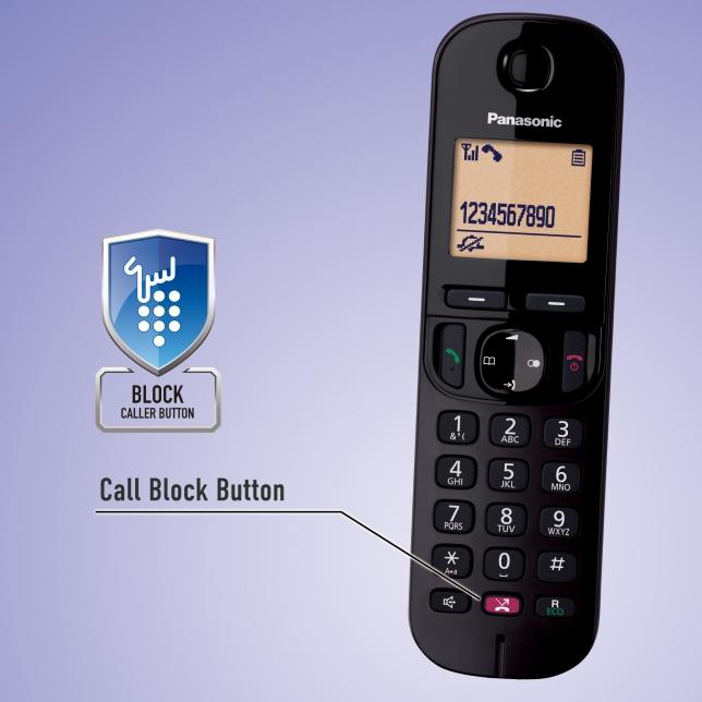 Panasonic Cordless Phone with Answer Machine, Speakerphone, Nuisance Call Block, Illuminated Dot-Matrix Display - Black or Silver