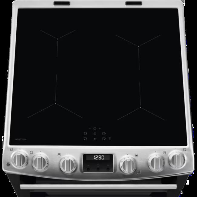 Electrolux 500 Series 60cm Electric Induction Cooker with Double Oven, Stainless Steel, Hob2Hood, Catalytic Cleaning, 77L Main Oven, 39L Second Oven