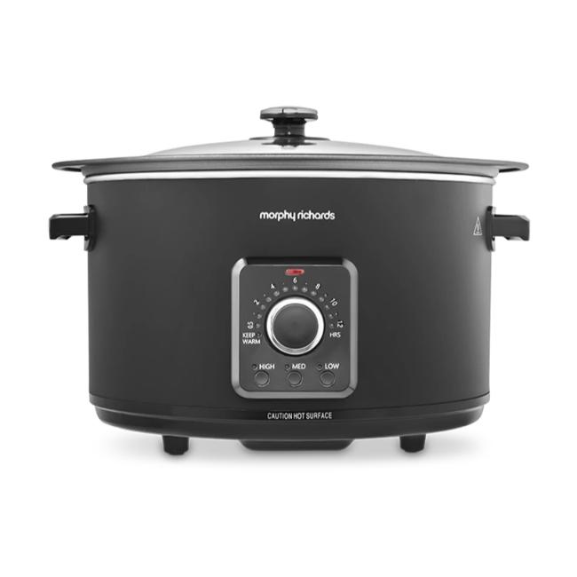 Morphy Richards 6.5L Slow Cooker Black with Dial, Glass Lid