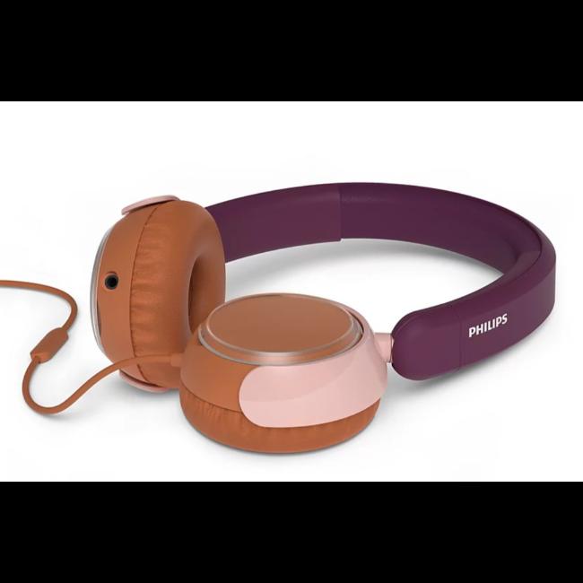 Philips 2000 Series Kids On-Ear Headphones - Purple, Wired, 85 dB Volume Limit, Audio Share, Microphone, Foldable, Recycled Plastic