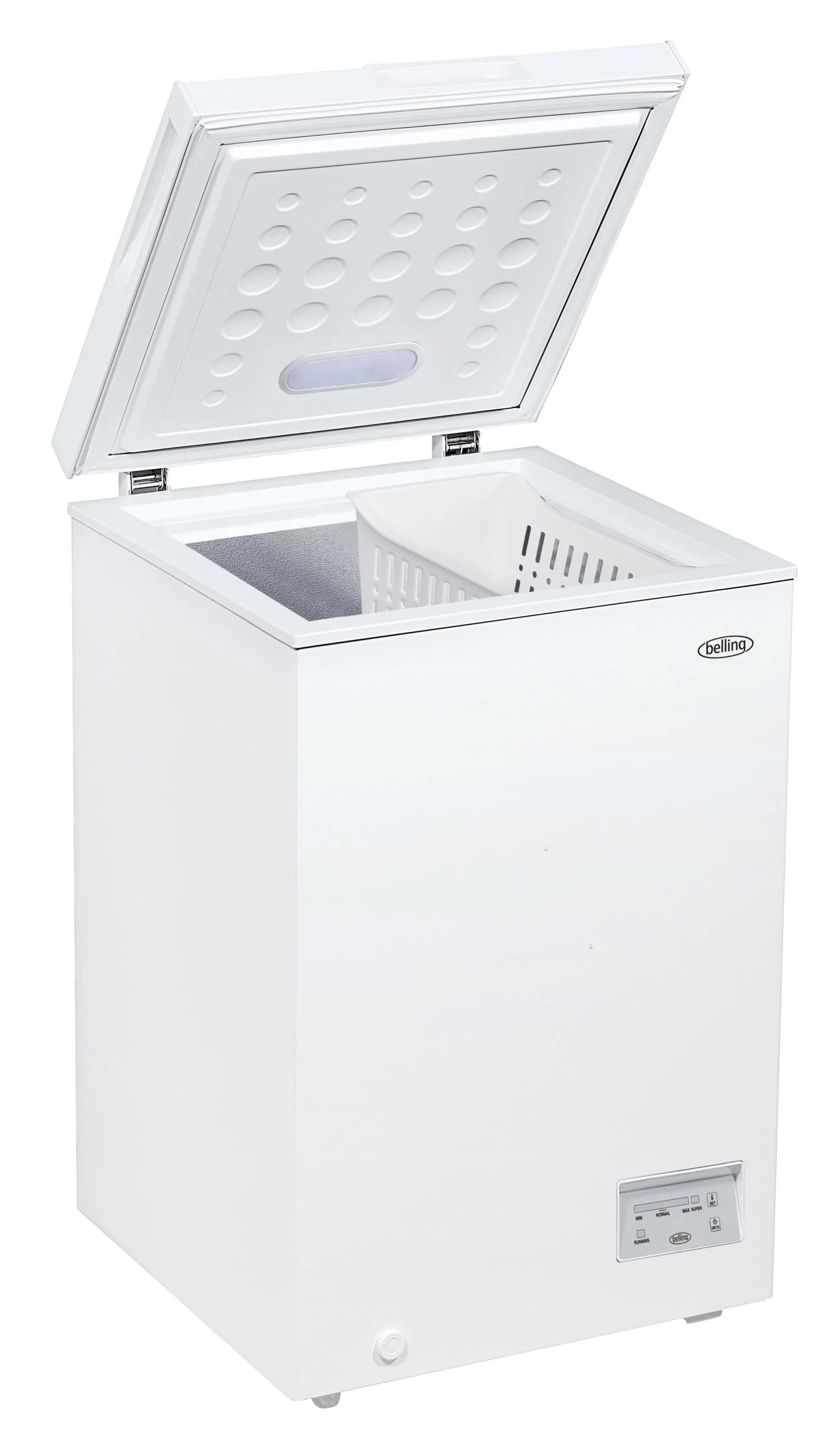 Belling Chest Freezer 98 Litre White | Digital Control Panel, Recessed Handle, Interior Basket