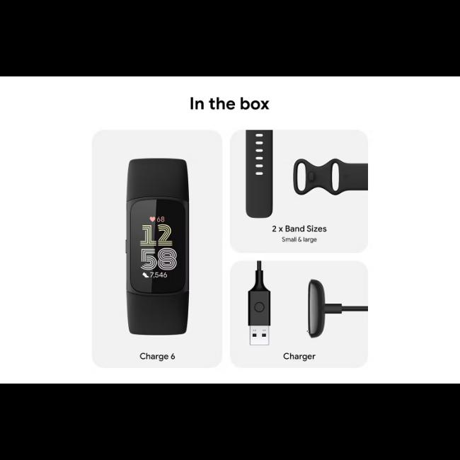 Fitbit Charge 6 Fitness Tracker Obsidian Black | Heart Rate, GPS, Sleep, Exercise Modes, 7-Day Battery Life