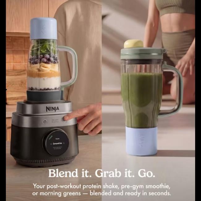 Ninja CrushBOSS 2-in-1 Blender LB301UKBK Onyx 1200W with 2.1L Jug & 710ml Tumbler - BPA Free, Auto-iQ, Pro Extractor Blades, Smart Presets, VesselDetect, Includes Strawberries, Bananas, Ice, Blueberries