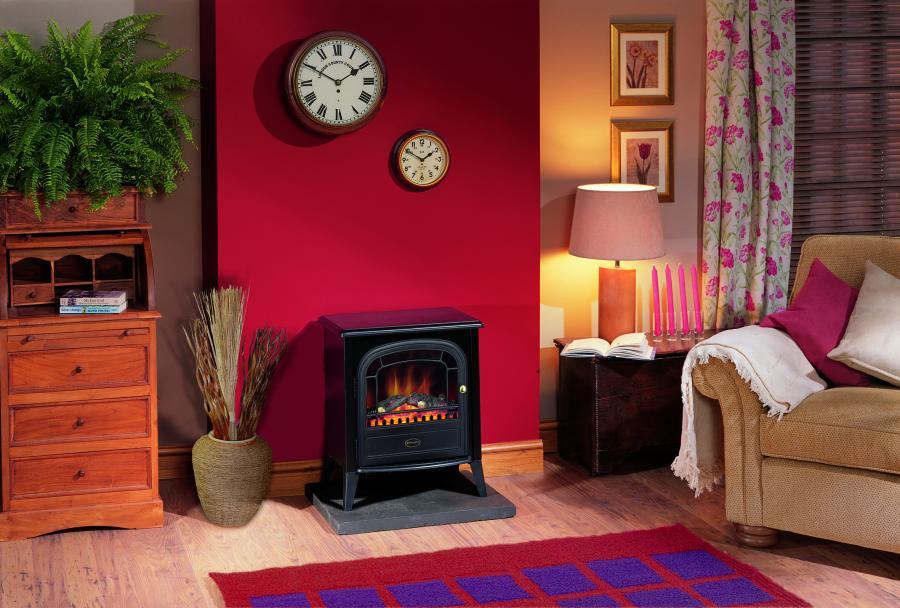 Dimplex Club Electric Stove | Black | 2kW Heat Settings | Flame Effect | Log Effect