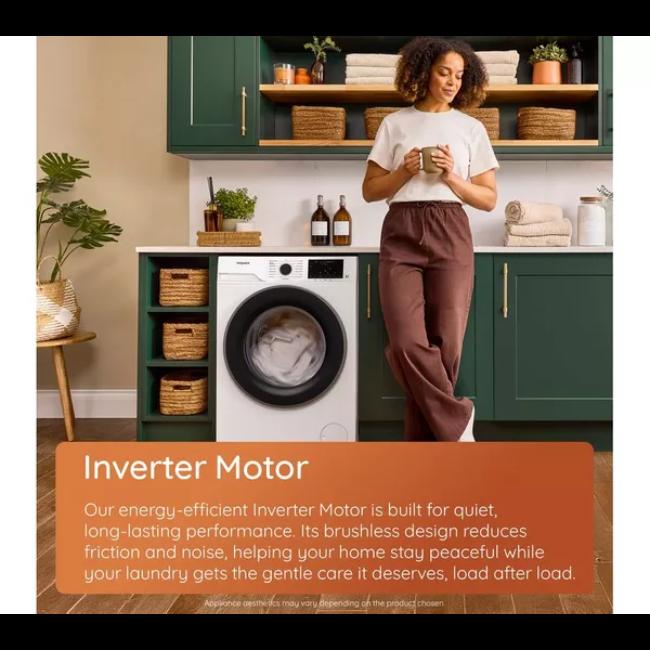 Hotpoint AntiStain 8kg Wash 6kg Dry Washer Dryer 1400sp White with ColourCare Full Load 45' PetHairCare Inverter Motor Start Delay Dimensions 845x600x570mm Weight 68kg