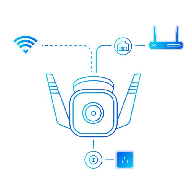 TP-Link Tapo Outdoor Wi-Fi Security Camera 3MP with Night Vision, 2-way audio. Features: Antenna, Lens, White