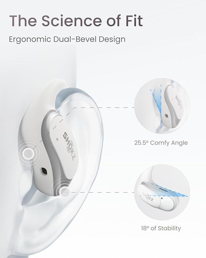 Shokz OpenFit Air Open-Ear Wireless Earbuds - White, Bluetooth, Charging Case, Water-Resistant