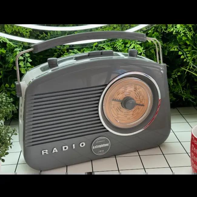 Steepletone Retro Radio Grey Bluetooth FM Handle Dial