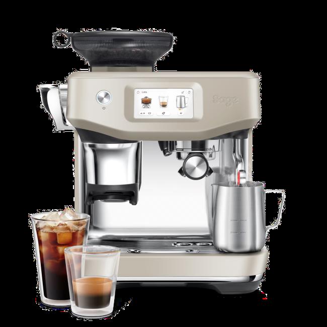 Sage The Barista Touch Impress Bean to Cup Espresso Coffee Machine Almond Nougat with Cold Brew, Cold Espresso, Barista Guidance, Auto MilQ, ThermoJet Heating, Touchscreen, 30 Grind Settings