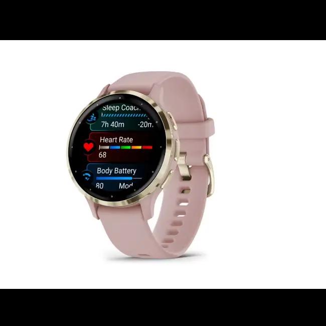 Garmin Venu 3S Smartwatch Soft Gold Rose AMOLED Display Heart Rate GPS Music Control Up to 10 days Battery Life