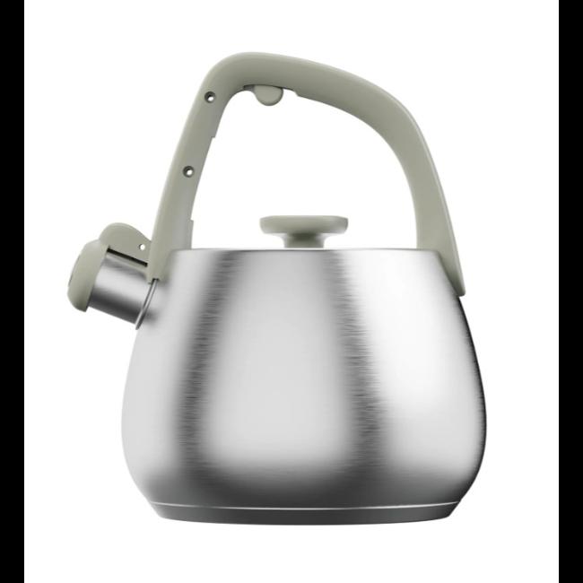 BergHoff 2L Whistling Kettle Sage Green Stainless Steel with Ergonomic Handle and Satin Finish - Suitable for All Cooktops Including Induction