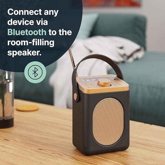 Majority Little Shelford Portable DAB+ FM Radio Bluetooth Black with Carry Handle