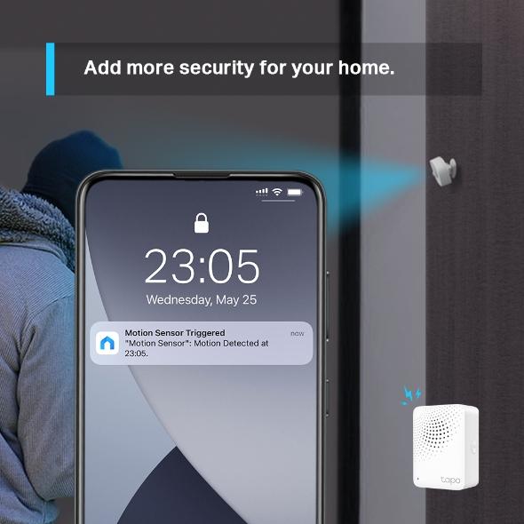 Tapo T100 Smart Motion Sensor | 120° Detection Angle, White, Battery Powered