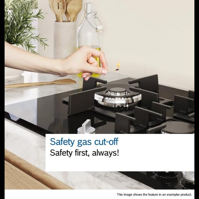 Bosch Series 6 Gas Hob 5 Burner Black with Image Features