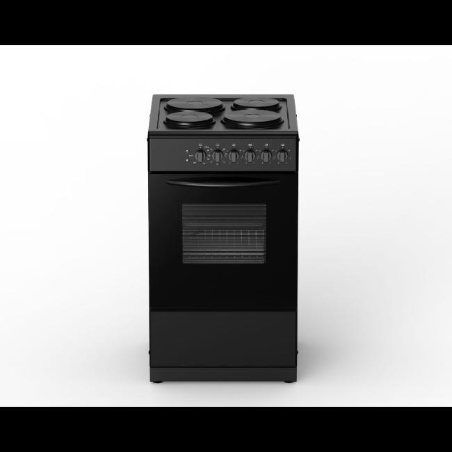Powerpoint 50cm Freestanding Electric Cooker Black 52L Oven 4-Zone Hob Energy A
