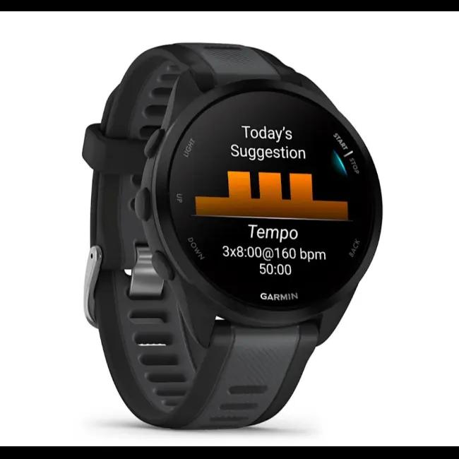 Garmin Forerunner 165 Smartwatch Black and Slate Grey 43mm GPS Heart Rate Touchscreen