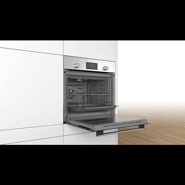 Bosch Series 2 Built-in Single Electric Oven Stainless Steel 66L Red LED Display 3D Hotair Energy A