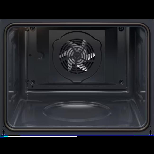 Electrolux 500 SurroundCook Built-In Single Oven 72L Black Pyrolytic Self-Cleaning Isofront Plus Triple-Glazed Retractable Controls LED Display A+ Energy Rating Fan Wire Rack with Vegetables Digital Display Control Knobs Buttons