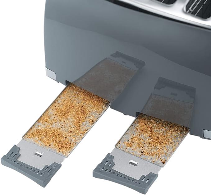 Russell Hobbs Honeycomb 1500W 4 Slice Toaster - Grey | Textured Design, High Lift, Removable Crumb Tray, Extra Wide Slots, Bun Warmer, Frozen, Cancel, Reheat Functions