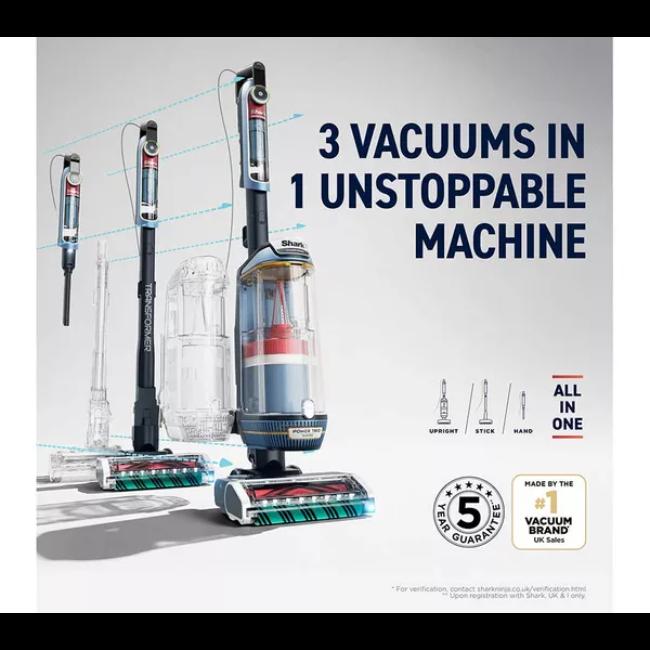 Shark PowerDetect Transformer PowerTrio Upright Vacuum LX5000UKT Chimera Blue 4-in-1 Detect & Reveal Anti Hair Wrap Plus Anti-Allergen Seal DuoClean Detect Upright Stick Handheld Vacuum Cleaner