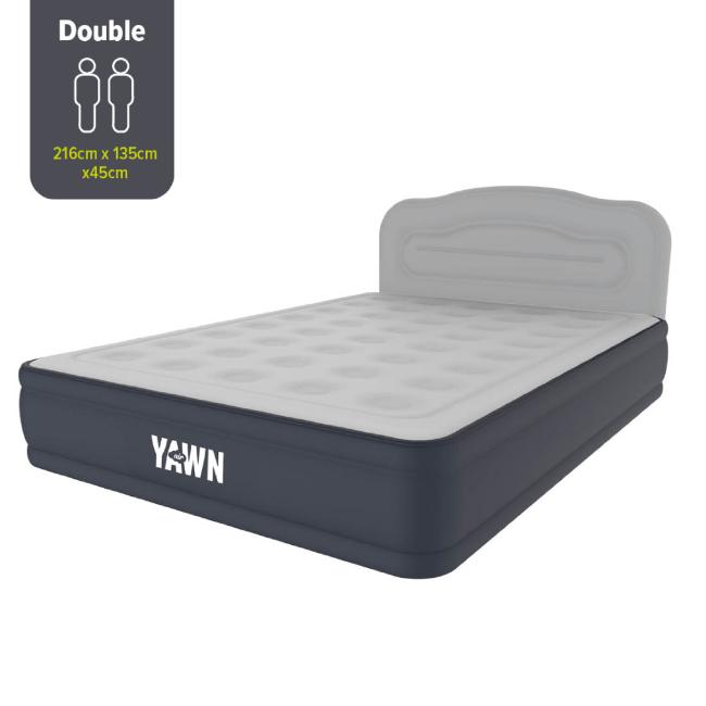 YAWN Air Bed King Size with Fitted Sheet, Built-in Pump & Headboard