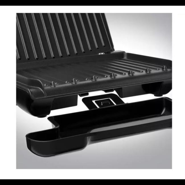 George Foreman Steel Large Grill 25052 Black with Floating Hinge, Non-Stick Plates, Vertical Storage, Adjustable Rear Foot, Chrome Handle