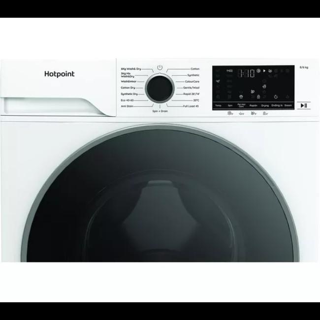 Hotpoint AntiStain 8kg Wash 6kg Dry Washer Dryer 1400sp White with ColourCare Full Load 45' PetHairCare Inverter Motor Start Delay Dimensions 845x600x570mm Weight 68kg