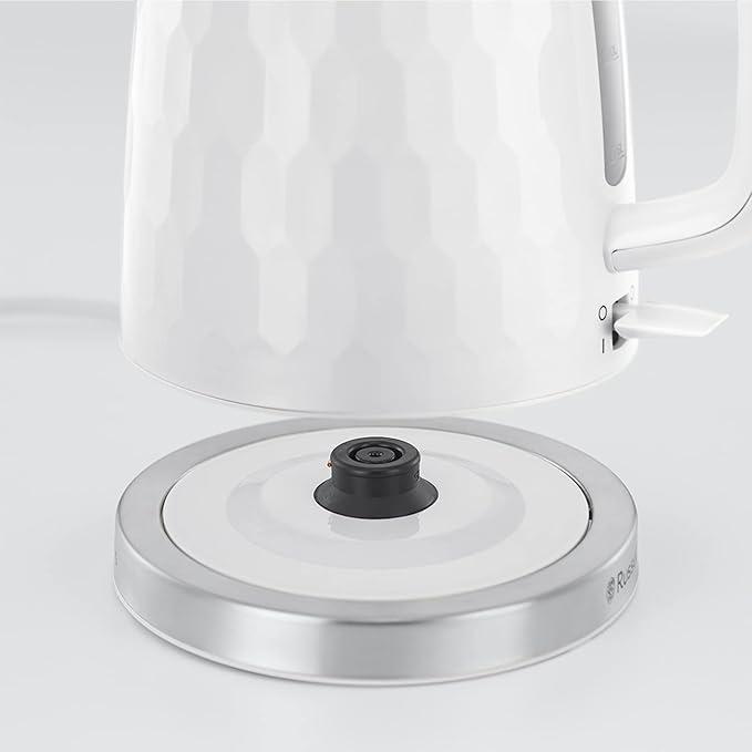 Russell Hobbs Honeycomb Kettle 1.7 Litre White - Honeycomb Design, Perfect Pour Spout, Illuminated Water Window