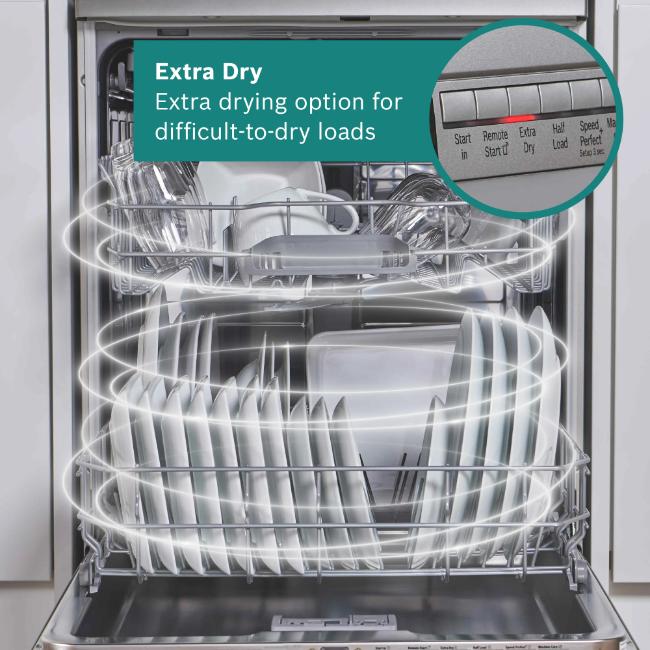 Bosch Serie 2 60cm Semi-Integrated Dishwasher SMI2HTS06G Brushed Steel 13 Place Setting Extra Dry Home Connect EcoSilence Drive SpeedPerfect+ AquaStop