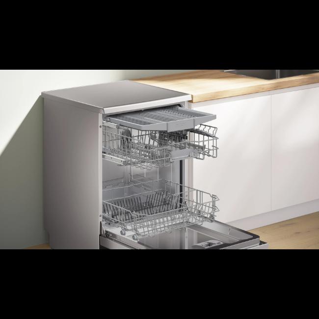 Bosch Series 2 60cm Freestanding Dishwasher with Home Connect - Brushed Steel Finish, Extra Dry, SpeedPerfect+, Rackmatic, Vario Drawer, EcoSilence Drive
